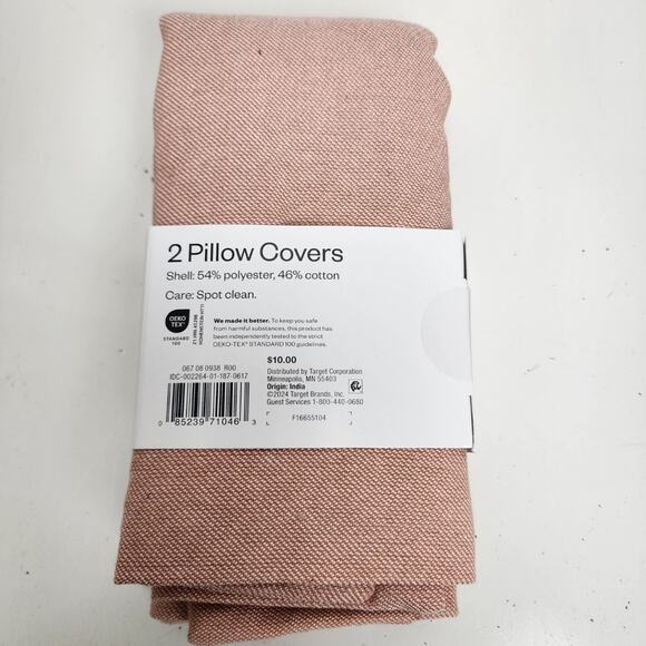 Target Room Essentials 16"x16" Square Pink & White 2 Pillow Covers NEW - Picture 6 of 6